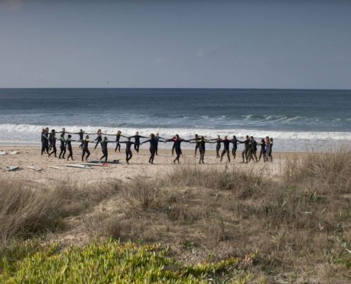 Calentamiento surf en arena
